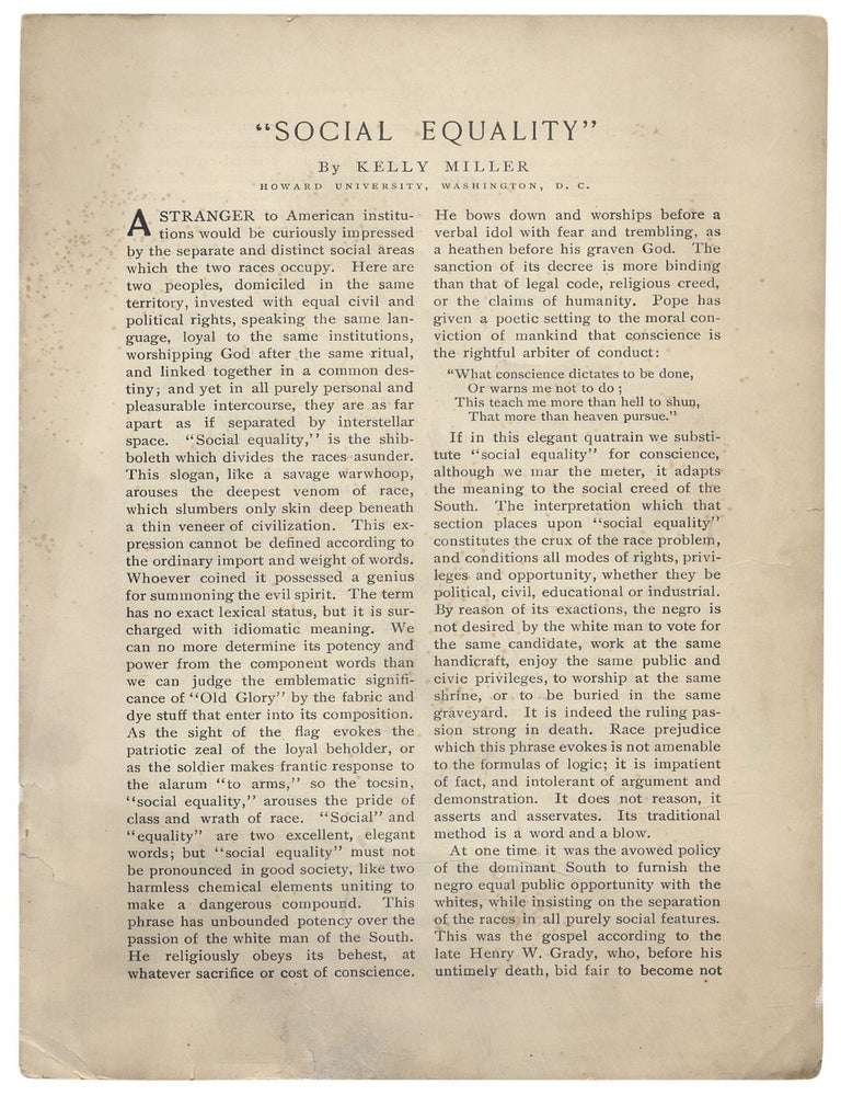 "Social Equality&quot. Kelly MILLER.