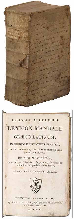 Lexicon Manuale Græco-Latinum, in Studiosæ Juventutis Gratiam. Cornelii and SCHREVELII, Cornelis Schrevel.