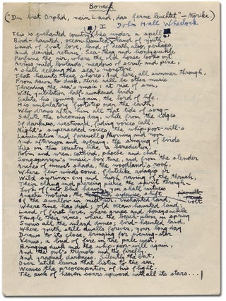 Poetry Manuscript Signed]: Bonac [Bonack. John Hall WHEELOCK.