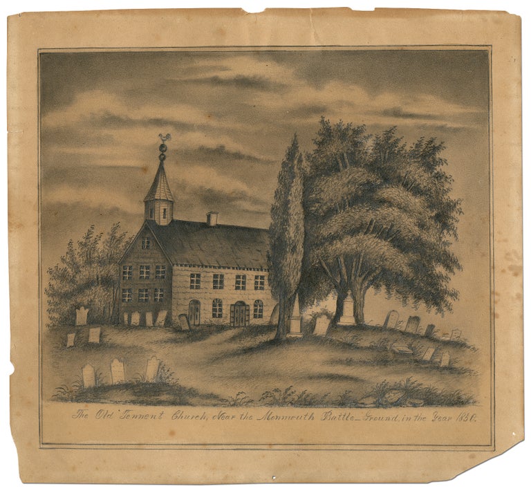 Item #331237 [Original Pencil Drawing]: The Old Tennent Church, Near the Monmouth Battle-Ground in the Year 1850