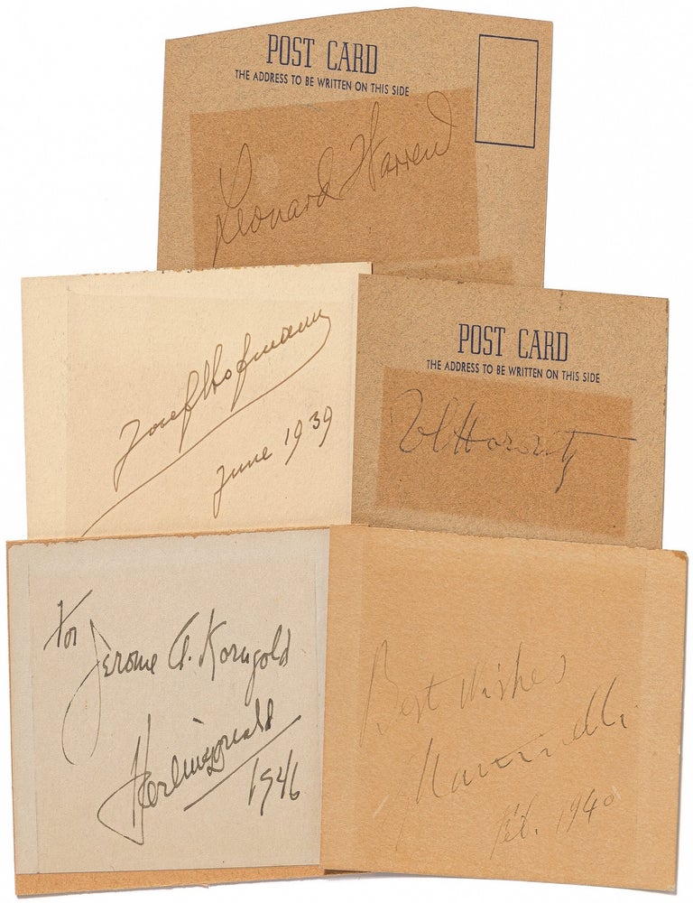 Autographs]: Five Famous Musicians, circa 1939-1946. Vladimir HOROWITZ, Giovanni, Josef Hofmann.