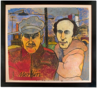 Item #331798 Pastel portrait of Raymond Carver and Richard Ford. Raymond Carver, Richard Ford