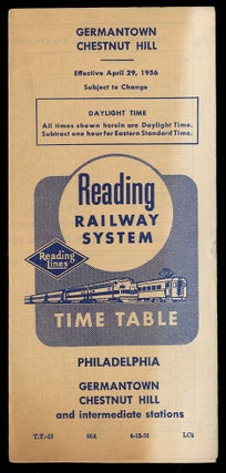 Item #332164 Reading Railway System: Time Table, April 29, 1956