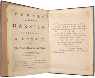 Verses to the Memory of Garrick. Spoken as A Monody, at The Theatre Royal in Drury-Lane