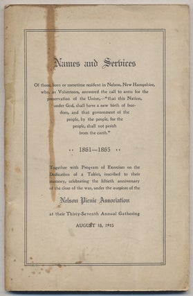 Item #335910 [Cover title]: Names and Services of those, born or sometime resident in Nelson, New...