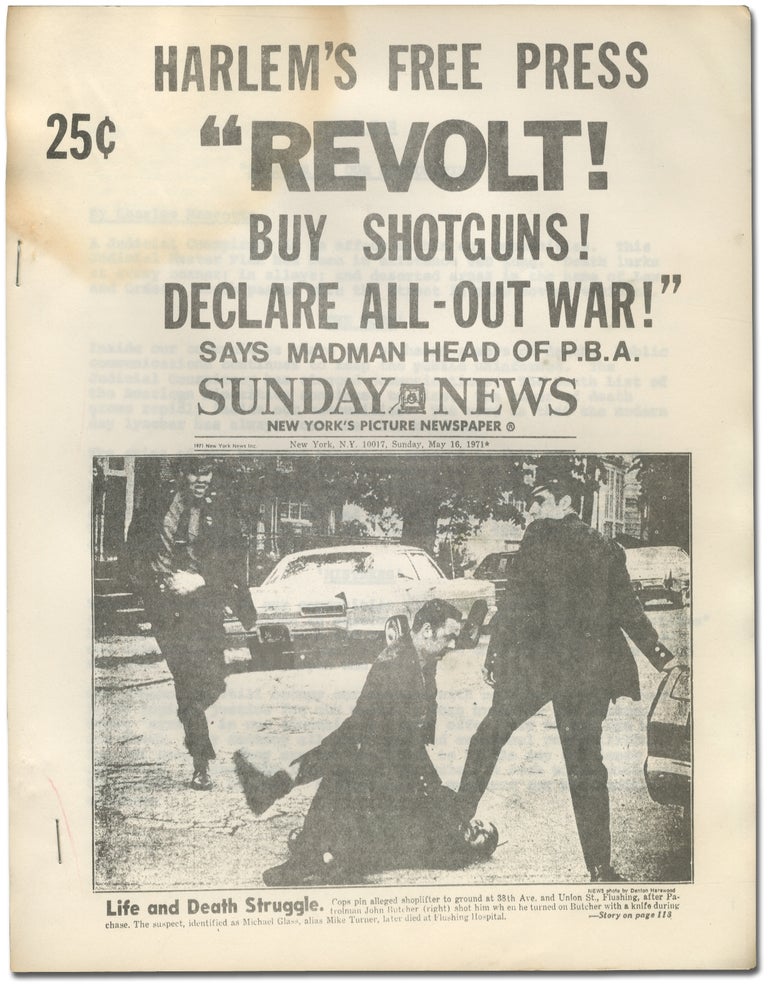 Item #336054 Death: "A Rumor in our Communities" [cover title]: Harlem's Free Press: "Revolt! Buy Shotguns! Declare All-Out War!" Charles KENYATTA.