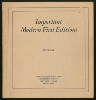 Item #336076 Important Modern First Editions Part One