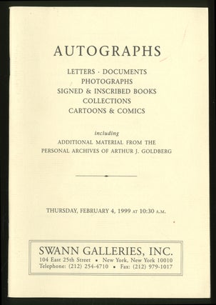 Item #337282 Autographs, Letters, Documents, Photographs, Signed and Inscribed Books,...