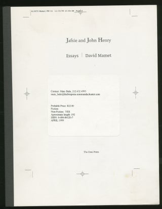 Item #337475 Jafsie and John Henry. David MAMET