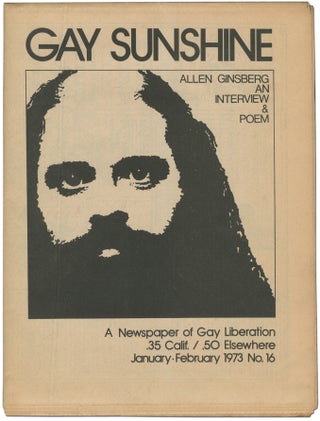 Item #338357 Gay Sunshine – 16, January/February 1973. Allen GINSBERG, Michael Lilly, John...