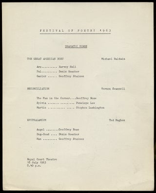 Item #338474 [Broadside]: Festival of Poetry 1963. Dramatic Verse. The Great American Bust....