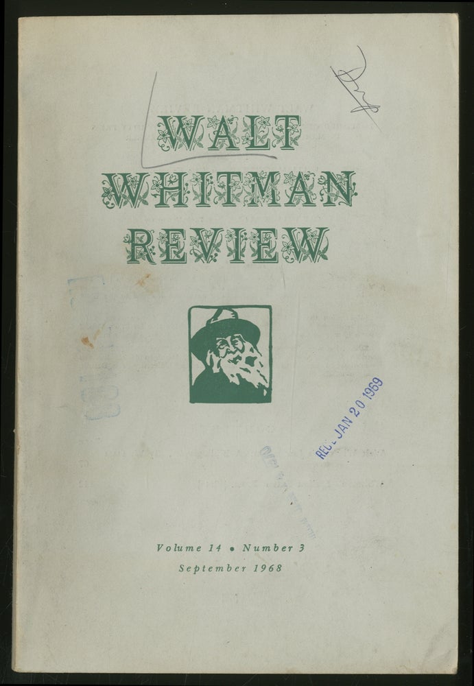 Item #338525 Walt Whitman Review: Volume 14, Number 3 September 1968. Walt WHITMAN.