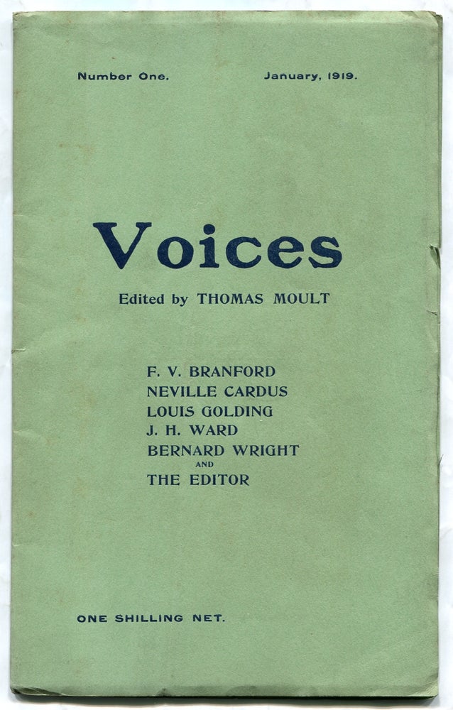 Item #340580 Voices – Number One, January 1919. F. V. Neville Cardus BRANFORD, J. H. Ward, Louis Golding, Bernard Wright.