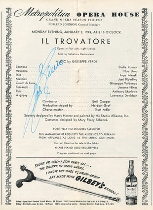 IL Trovatore (Metropolitan Opera Program, Season 1948-1949)