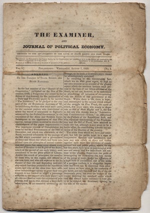 Item #341511 The Examiner, and Journal of Political Economy. Devoted to the Advancement of the...