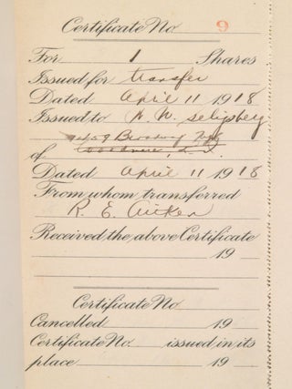 Mexican War Film Corporation Stock Book