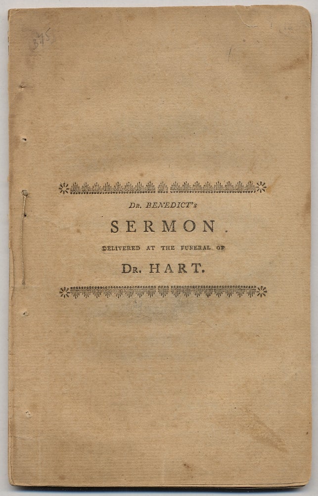 Item #342710 A Short Enquiry Why Death is Appointed to Men in General, and why to Good Men as well as to others: A Sermon, Delivered at the Funeral of the Rev. Levi Hart, D.D., Pastor of the Church in the Second Society of Preston, who died October 27, 1808, aged 70 years. Joel BENEDICT.