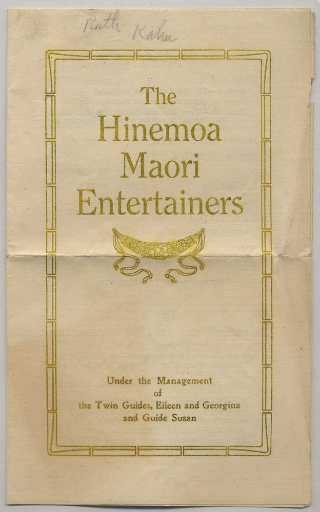 Item #342874 [Program]: The Hinemoa Maori Entertainers Under the Management of the Twin Guides, Eileen and Georginia and Guide Susan