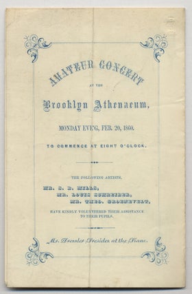 Item #342926 [Handbill or Program]: Amateur Concert at the Brooklyn Athenaeum, Monday Eve'g, Feb....