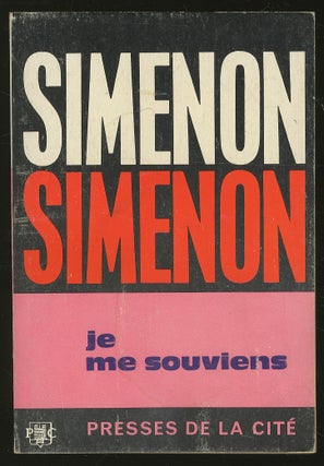 Item #344669 Je me souviens. Georges SIMENON
