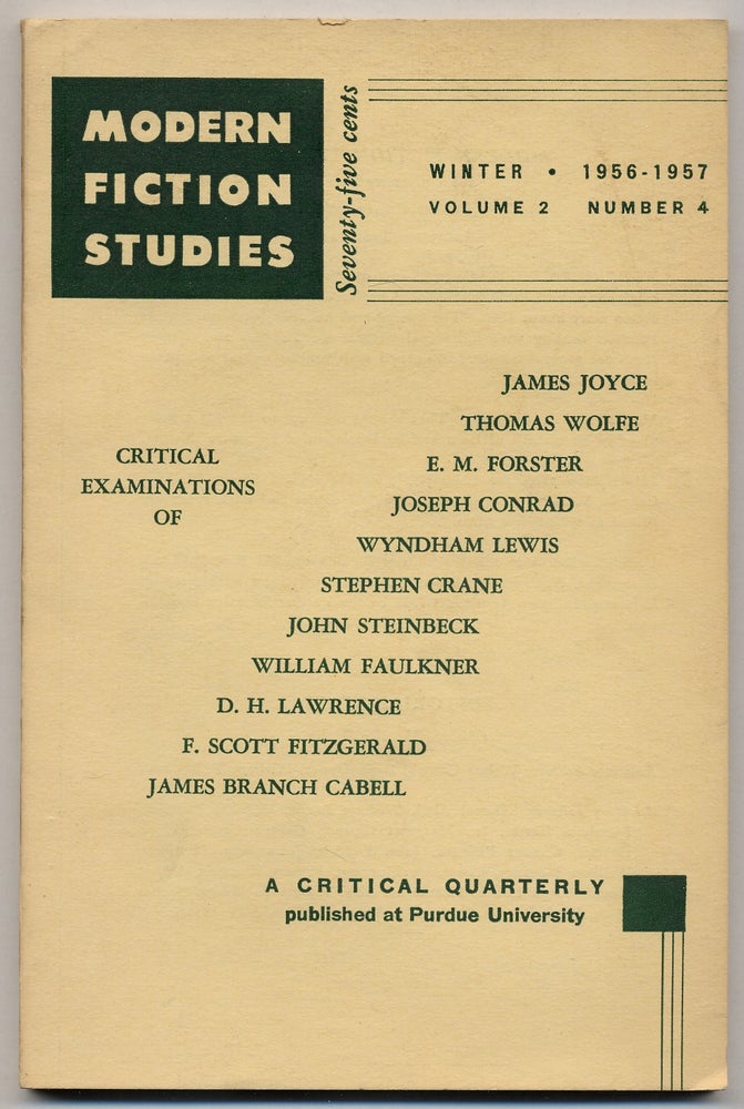 Item #346766 Modern Fiction Studies. Winter 1956-1957. F. Scott FITZGERALD, Thomas Wolfe, James Joyce.