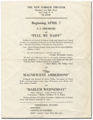 Pull My Daisy: Text by Jack Kerouac for the Film by Robert Frank and Alfred Leslie [with] Broadside for the U.S. Premiere of the film