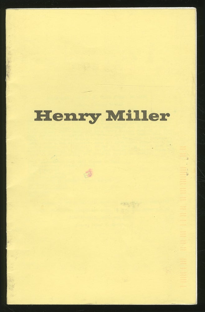 Item #349511 Ridge Books: Catalog 9: Henry Miller. Henry MILLER.