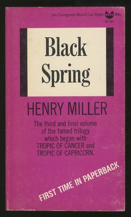 Item #349540 Black Spring. Henry MILLER