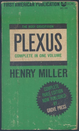 Item #349542 The Rosy Crucifixion: Book Two: Plexus. Henry MILLER