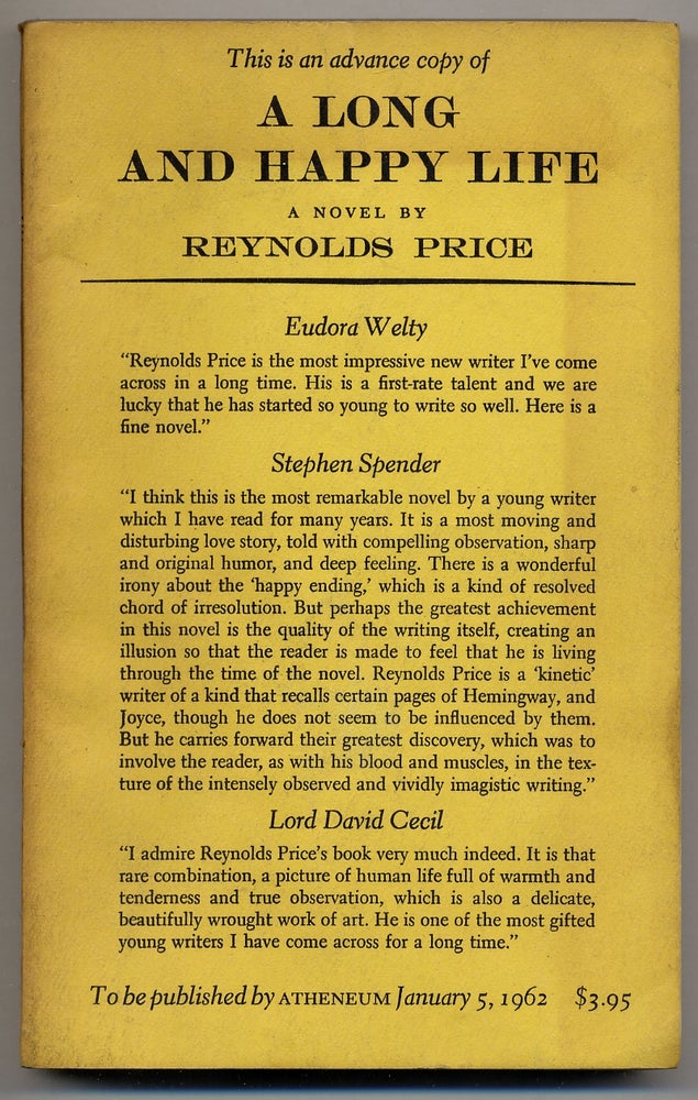 Item #351479 A Long and Happy Life. Reynolds PRICE.