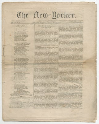 Item #351651 [Essay]: Man the Reformer [in] The New-Yorker, May 15, 1841. Ralph Waldo EMERSON,...
