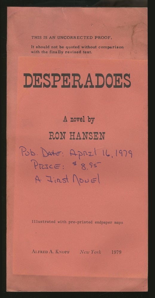 Item #353059 Desperadoes. Ron HANSEN.