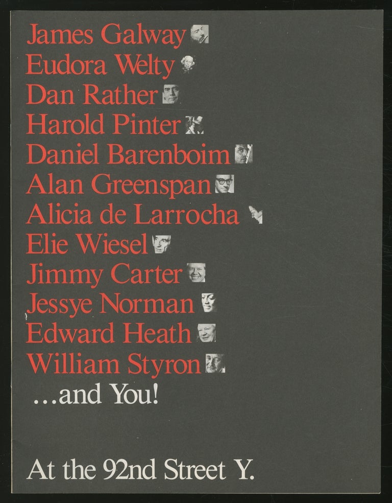 Item #354066 Poetry Center of 92nd Street Y: 1984-85 Season. Harold PINTER, William Styron, Elie Wiesel, Eudora Welty.