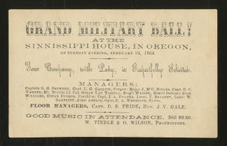 Item #358506 Grand Military Ball! At the Sinnissippi House, in Oregon, on Tuesday Evening,...