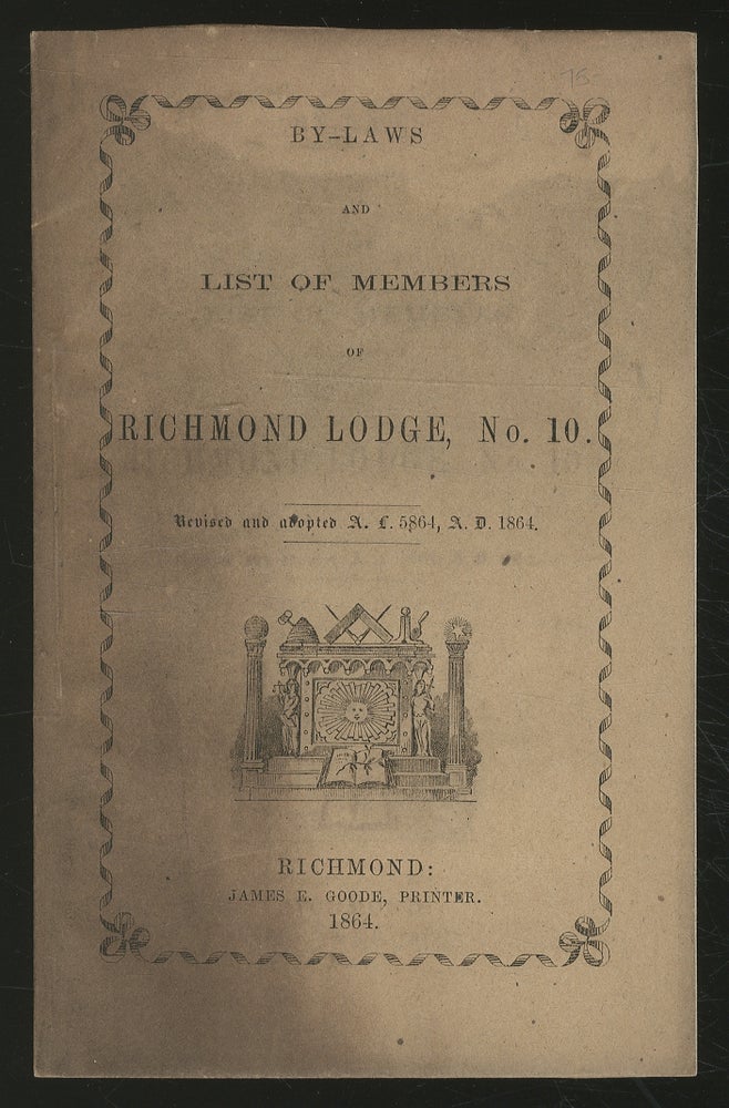 Item #358507 By-Laws and List of MEMBERS OF RICHMOND LODGE, NO. 10