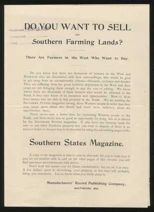 Item #358561 Do You Want To SELL ANY SOUTHERN FARMING LANDS? THERE ARE FARMERS IN THE WEST WHO...