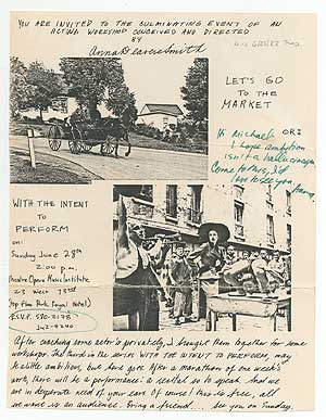 Item #361756 [Broadside Collage]: You are Invited to the Culminating Event of an Acting Workshop Conceived and Directed by Anna DeVeare Smith: Let's Go to Market or: With the Intent to Perform. Anna Deveare SMITH.