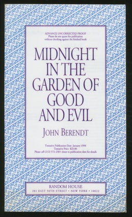 Item #362726 Midnight in the Garden of Good and Evil: A Savannah Story. John BERENDT