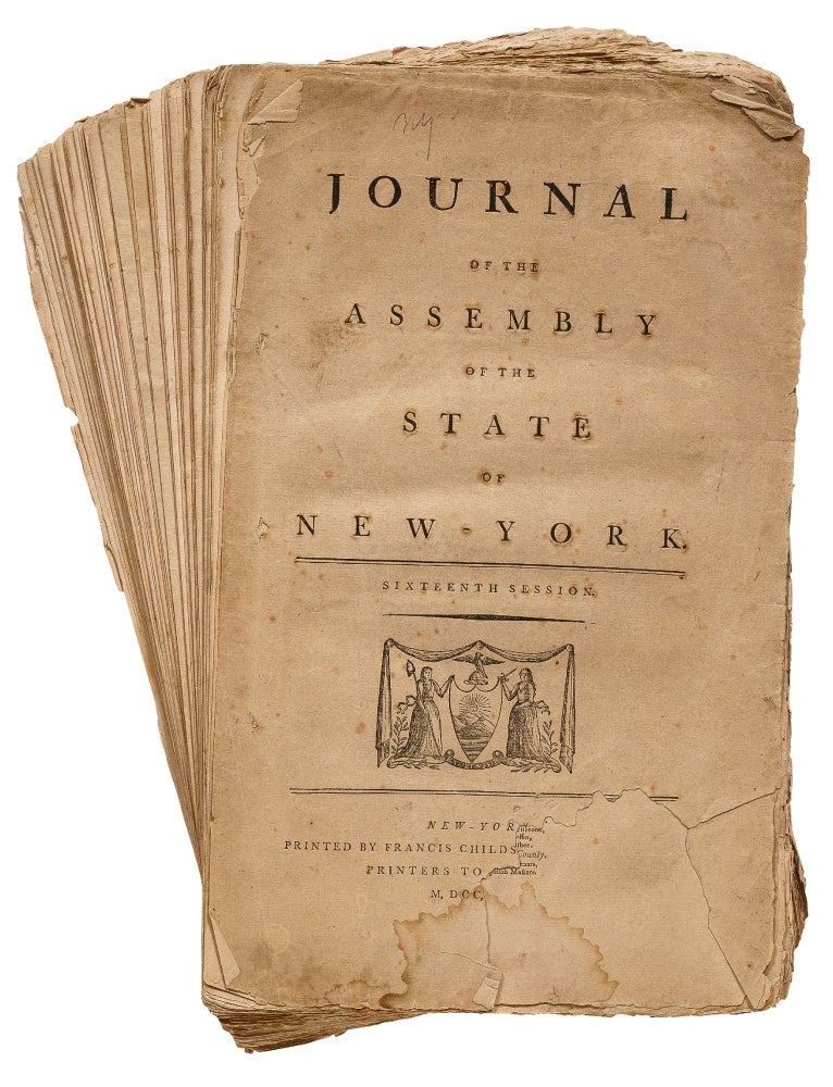 Item #363015 Journal of the Assembly of the State of New York. Sixteenth Session. (November 6, 1792 - March 12, 1793)