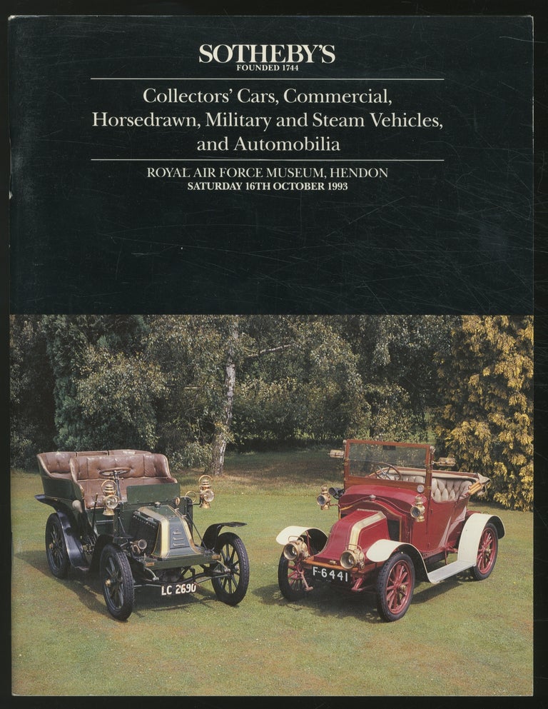 Item #363133 (Exhibition catalog): Sotheby's: Collectors' Cars, Commercial, Horsedrawn, Military and Steam Vehicles, and Automobilia: October 16, 1993