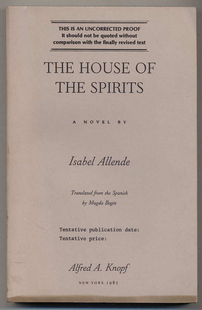 Item #363258 The House of the Spirits. Isabel ALLENDE.