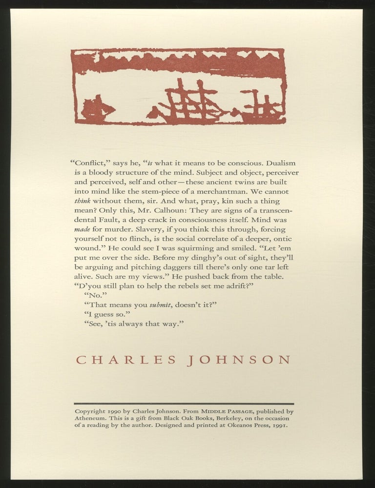 Item #363298 [Broadside]: Middle Passage. Charles JOHNSON.