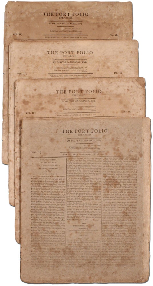Item #364422 "A Song Supposed to have been written by the Sage of Monticello" [and five other satiric poems in]: The Port Folio, Enlarged (Volume 2: July, October-December, 1802). Joseph DENNIE, Esq." as "Oliver Oldschool, John Quincy Adams.