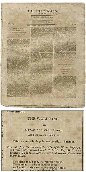Item #364447 "The Wolf King; or Little Red Riding Hood: An Old Woman's Tale," [ballad in] The Port Folio; Enlarged (June 5th - 26th, 1802). Joseph DENNIE, Esq, as Oliver Oldschool.