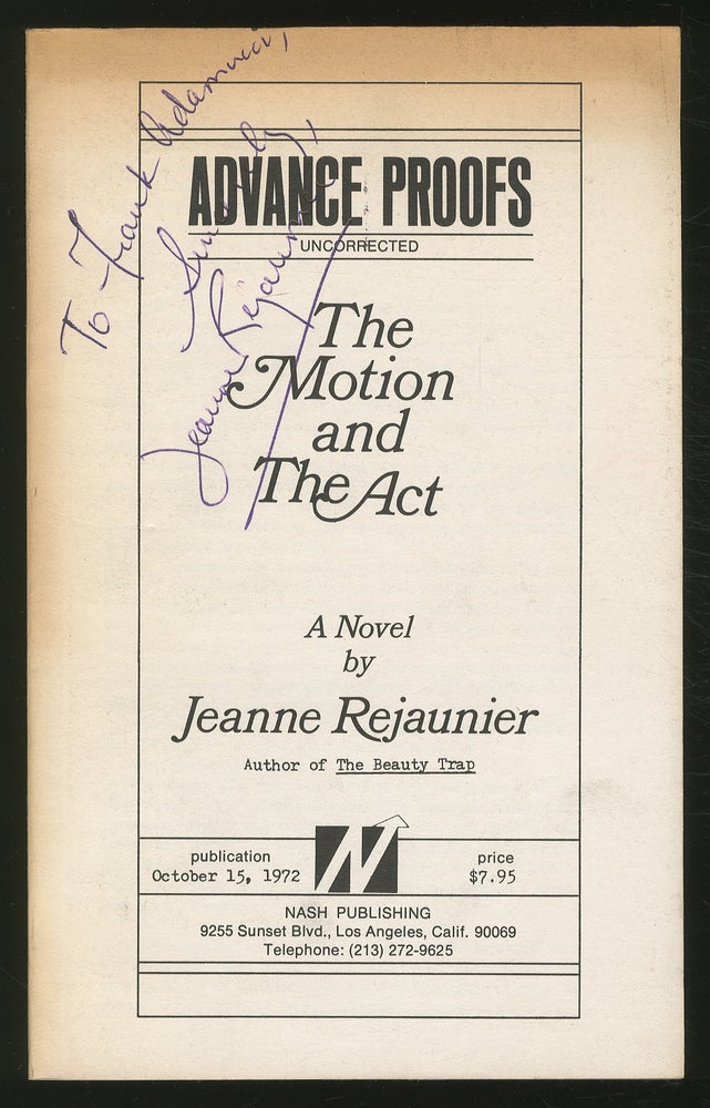 Item #364903 The Motion and the Act. Jeanne REJAUNIER.