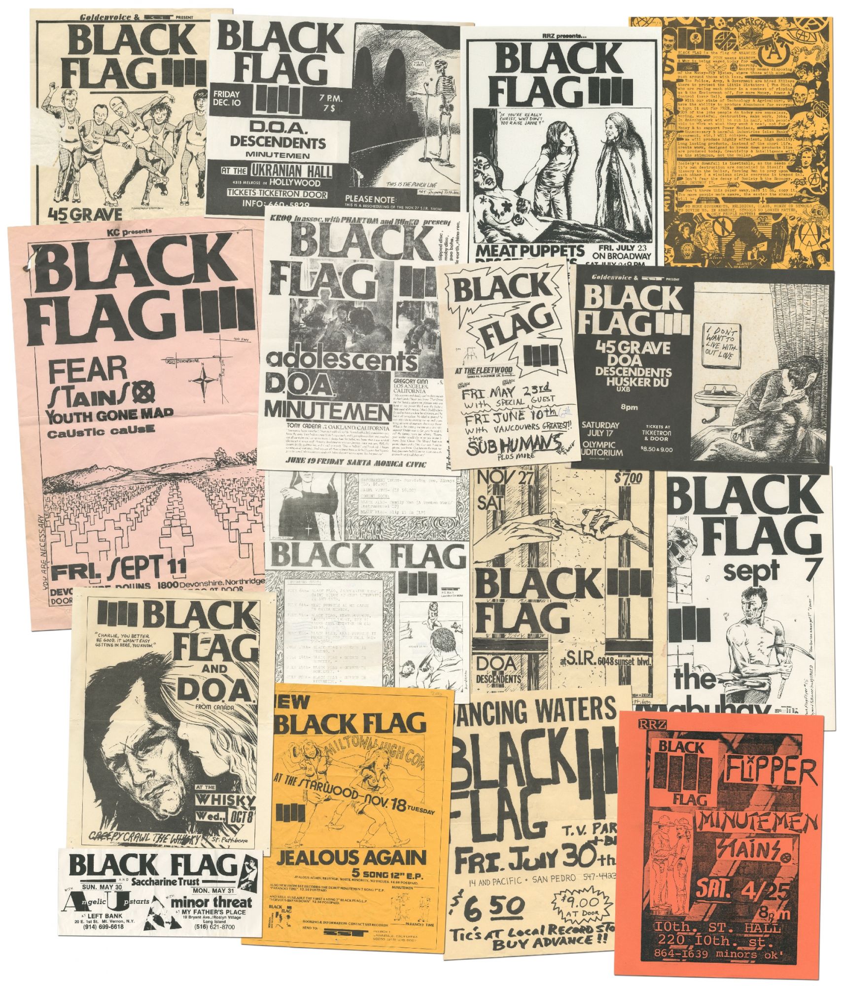 16 Black Flag Flyers by PETTIBON, Raymond and Black Flag, Search for rare  books