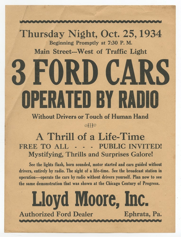 Item #365446 America’s Radio Wizard: 3 Ford Card Operated by Radio. Maurice J. FRANCILL, Francis COWGILL.