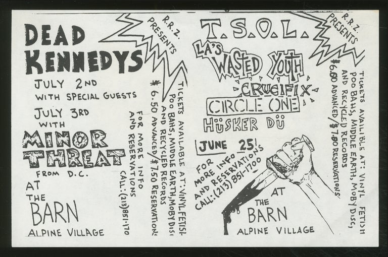 Item #365765 [Punk Flyer]: R.R.Z. Presents Dead Kennedys at The Barn. Minor Threat Dead Kennedys, Hüsker Dü, Circle One, Crucifix, Wasted Youth, T. S. O. L.