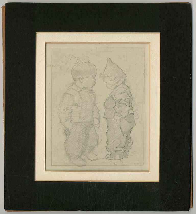 Item #366021 [Sketch]: Two Children in Winter Clothing. Frances Tipton HUNTER.