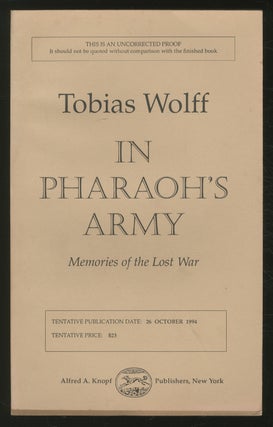 Item #366345 In Pharaoh's Army: Memories of the Lost War. Tobias WOLFF